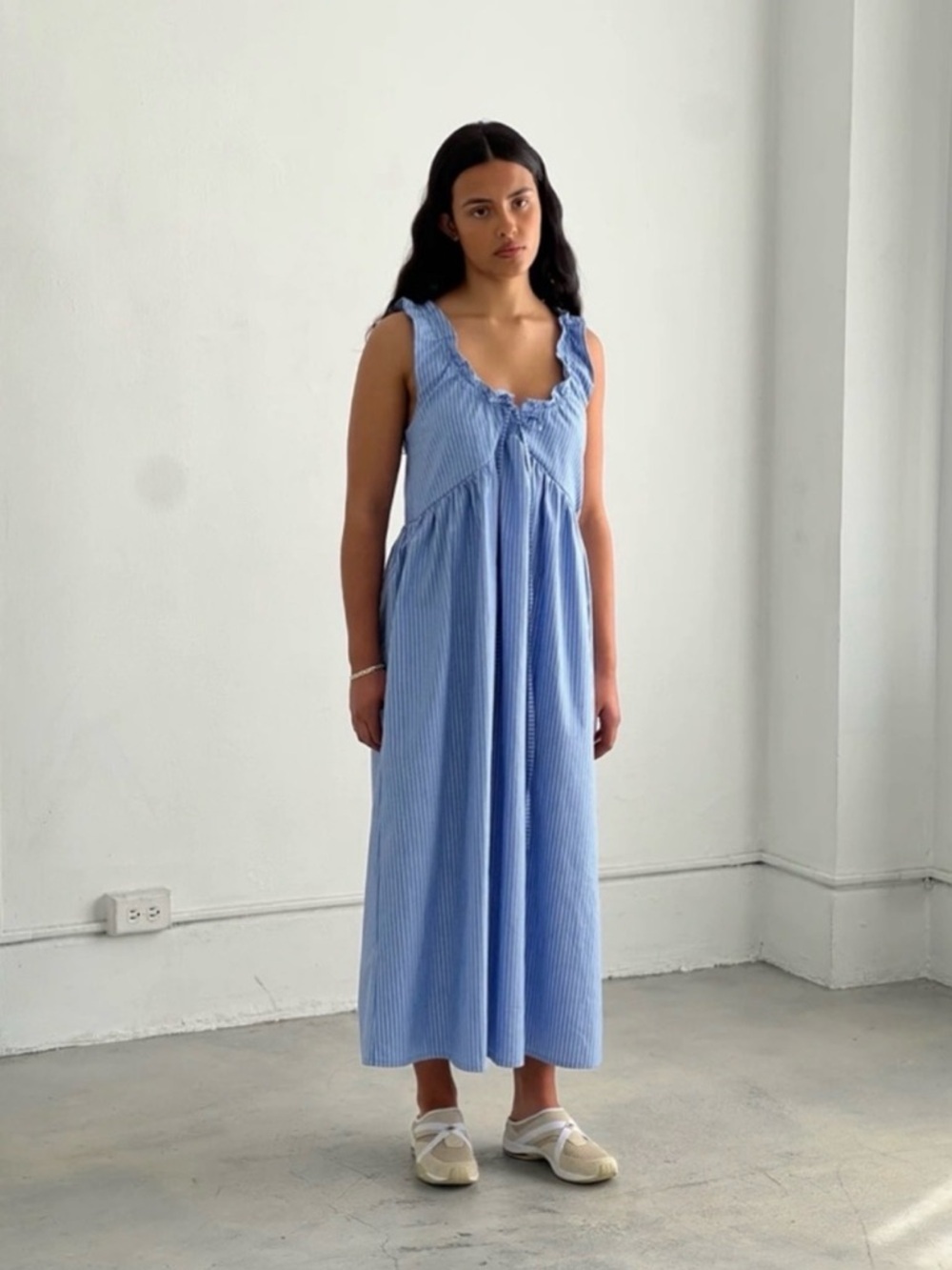 A BRONZE AGE Valley Dress in Porter Stripe Poplin Cotton Summer Size XS VGUC